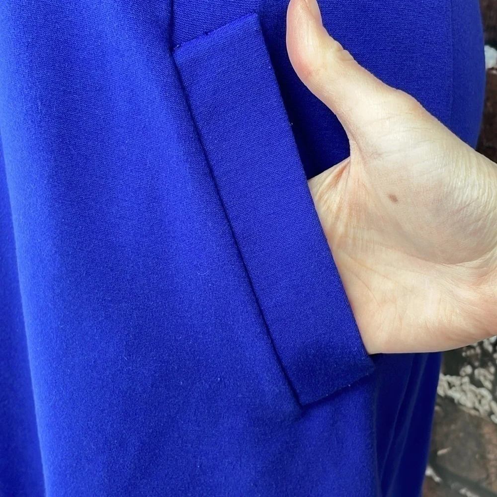 Diane Von Furstenberg Dress Women's 12 Cobalt Blue Sleeveless Sheath Knee Length